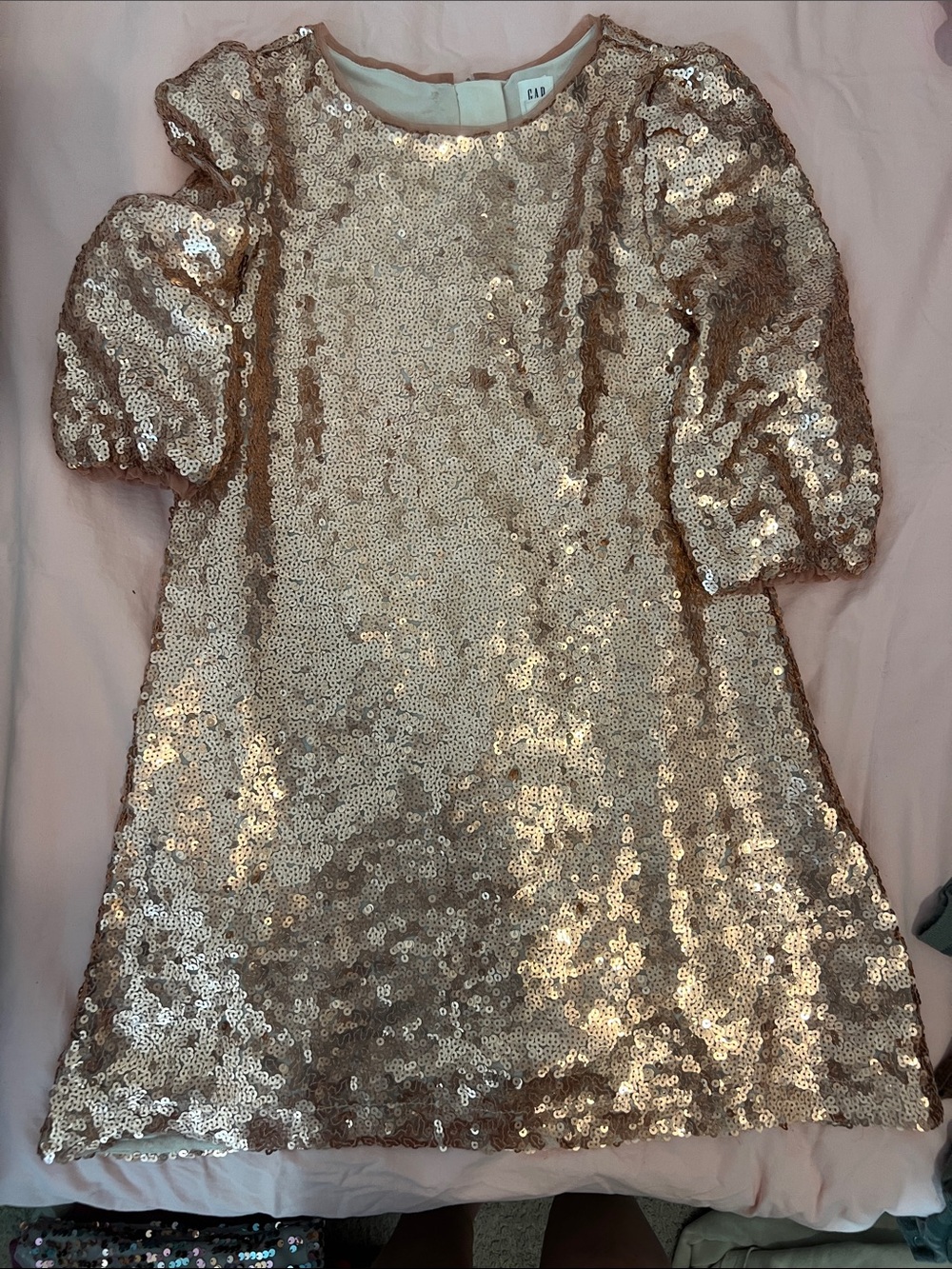 GAP Rose Gold Sequin Shift Dress